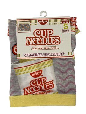 Nissin Cup Noodles Women's Boyshorts S Gray & Yellow Novelty Graphic